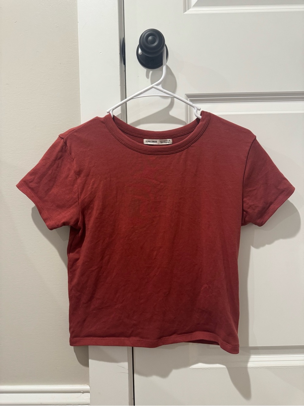 Pull&Bear Women's Short Sleeve Crewneck Tee - Deep Rust